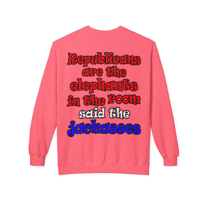 donkeys and elephants - Unisex Midweight Softstyle Fleece Crewneck Sweatshirt
