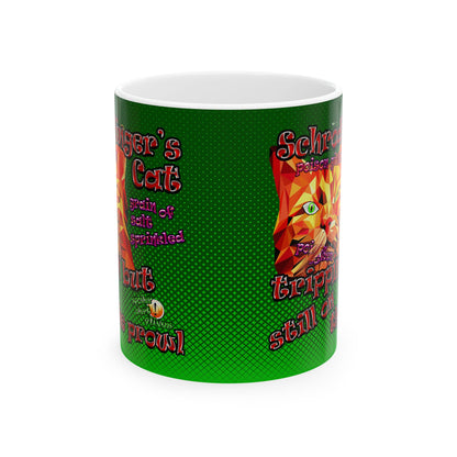 schrodinger's cat - White Mug (logo green)