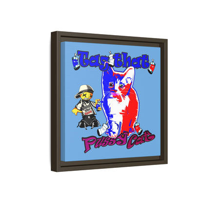 tag that - framed canvas art (light blue)