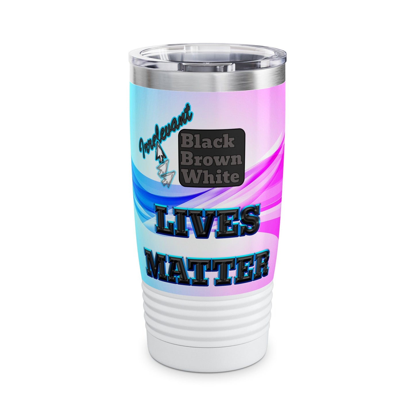 irrelevant - Ringneck Tumbler, 20oz (light blue-pink wave)