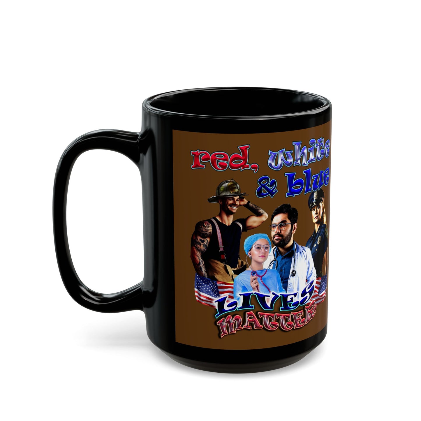 rw&b lives matter - Black Mug (brown)