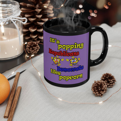 popping like popcorn - Black Mug (light purple)