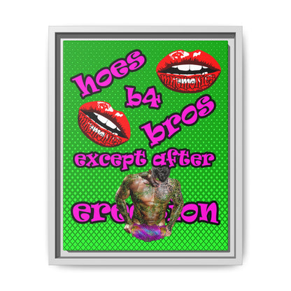 hoes b4 bros - framed canvas art (logo green)