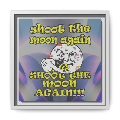 shoot the moon again - framed canvas art (grey-pink wave)