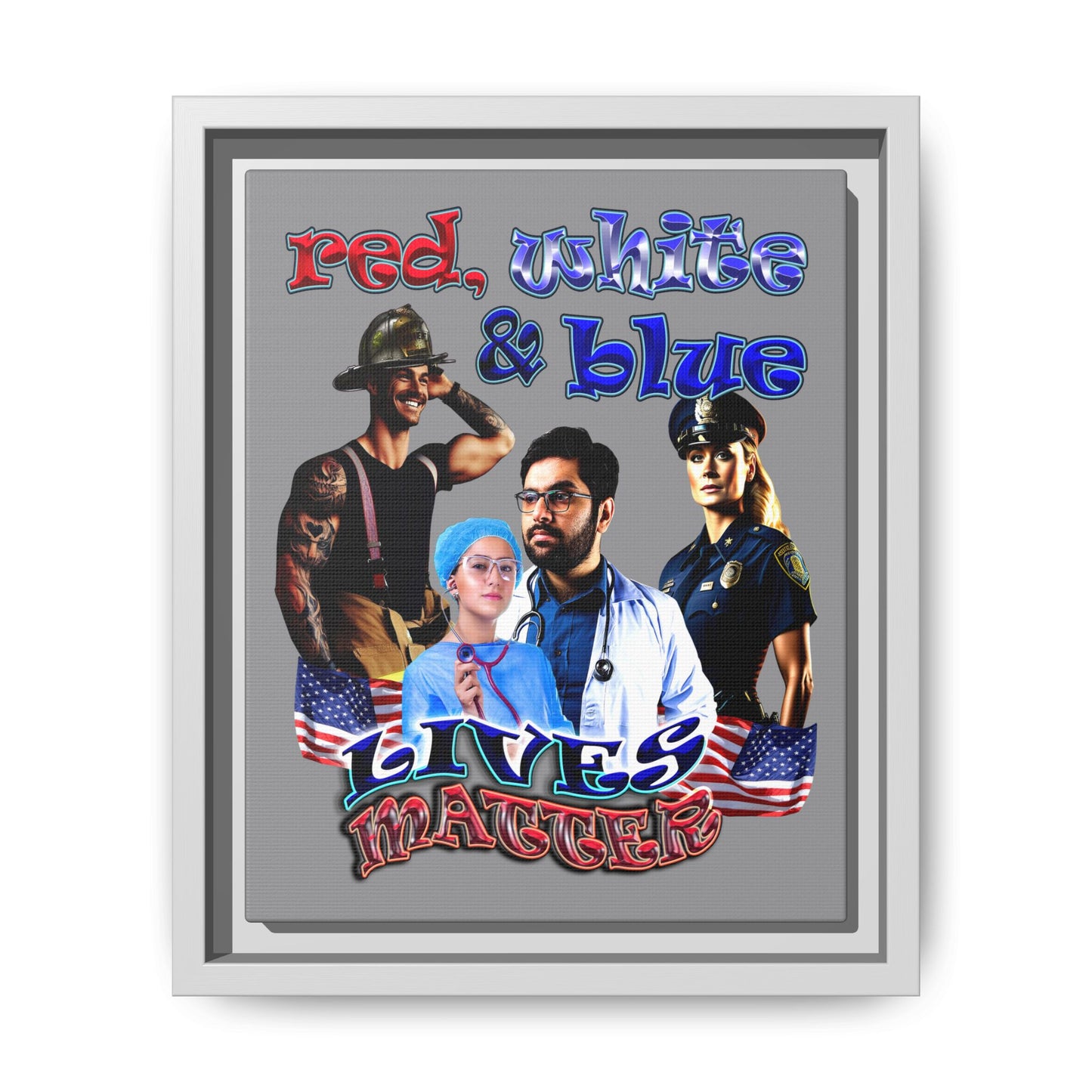rw&b lives matter - framed canvas art (grey)