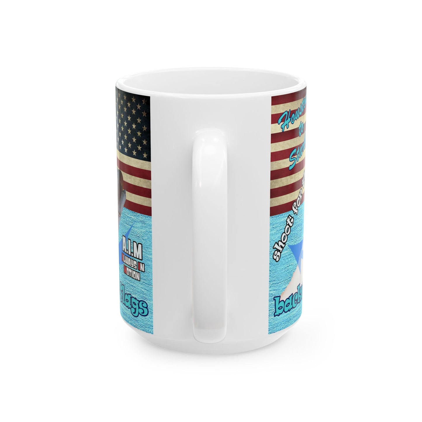 shoot for the stars - White Mug (faded blue)