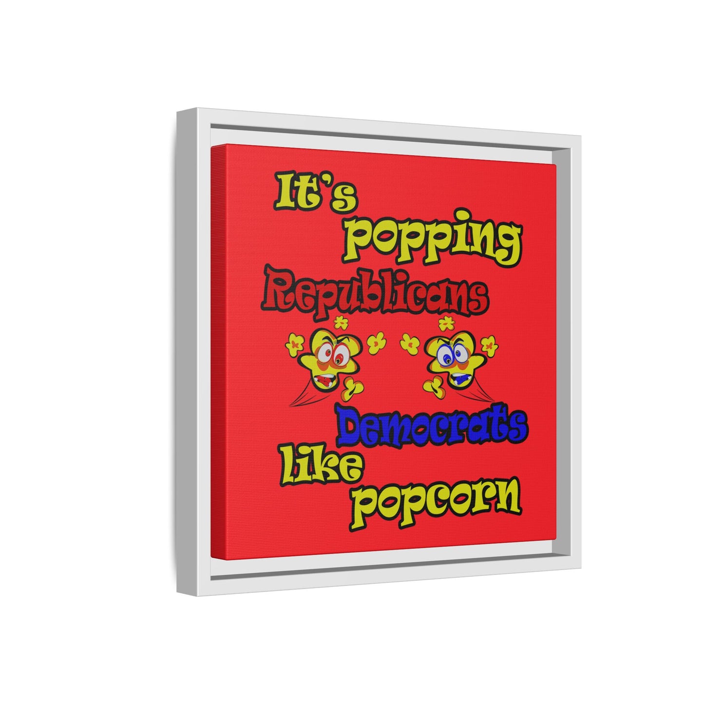 popping like popcorn - framed canvas art (red)