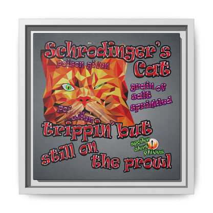 schrodinger's cat - framed canvas art (grey-light grey)