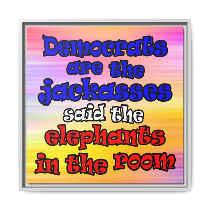 donkeys and elephants - framed canvas art (color blur)