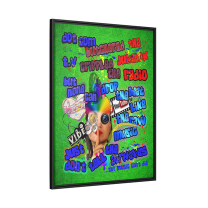 drop the beat - framed canvas art (green turf)