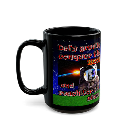 defy conquer reach - Black Mug ('snoops' background)