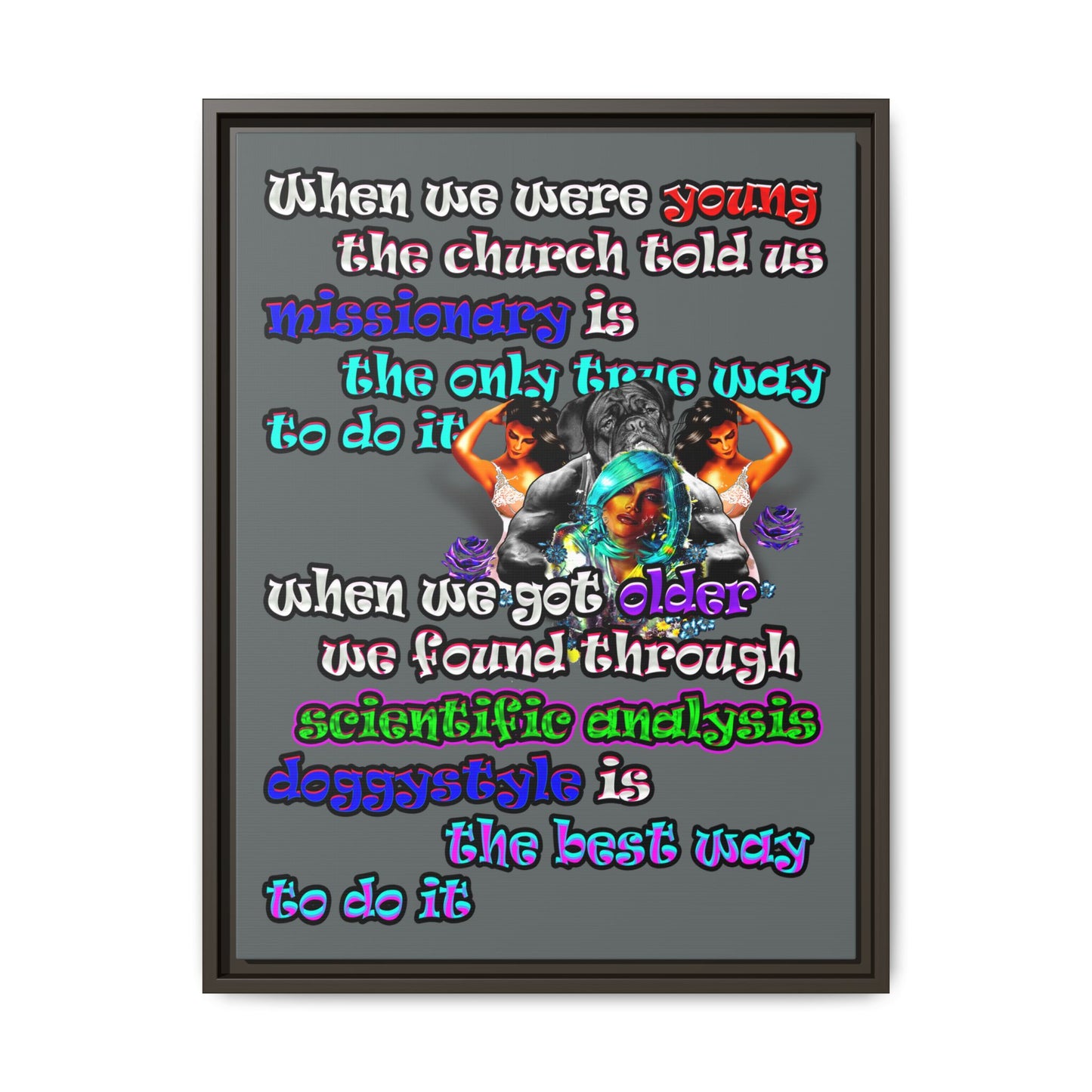 doggystyle - framed canvas art (dark grey)