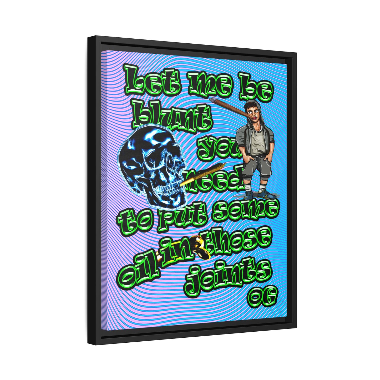 og - framed canvas art (light blue-purple wave)