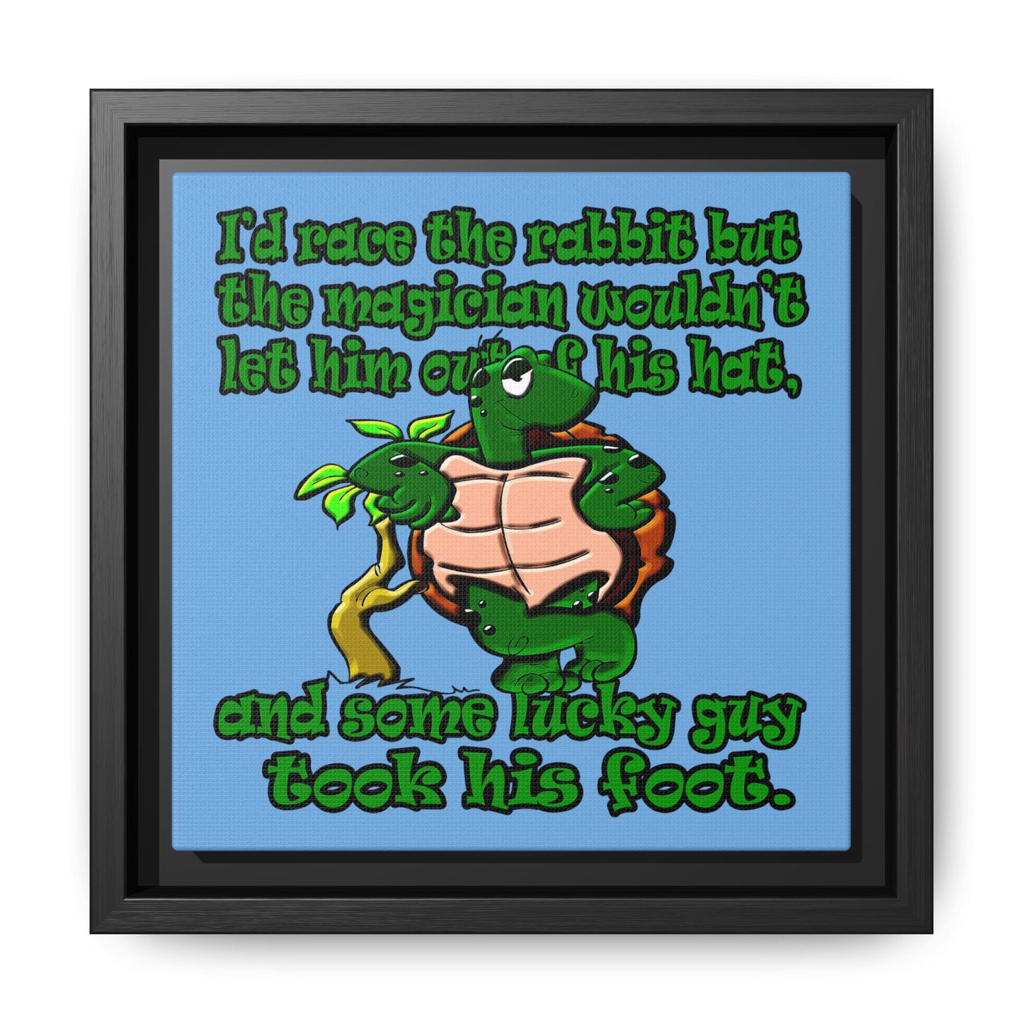 turtle race - framed canvas art (light blue)