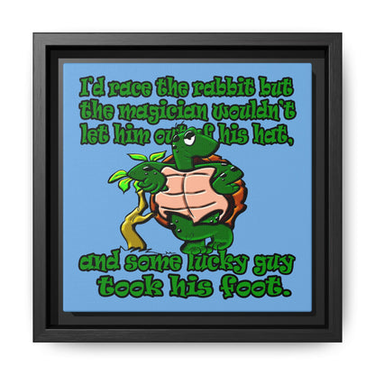 turtle race - framed canvas art (light blue)
