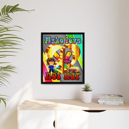 love peace - framed canvas art (rainbow split)