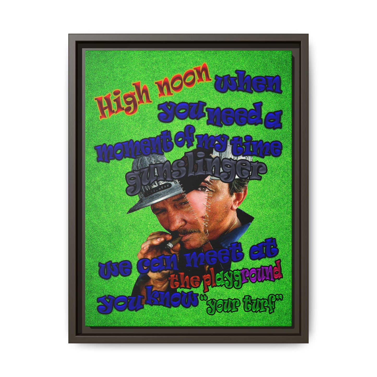 high noon - framed canvas art (green turf)
