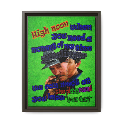 high noon - framed canvas art (green turf)