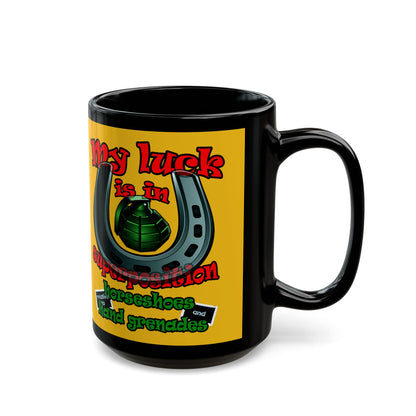 my luck - Black Mug (yellow)