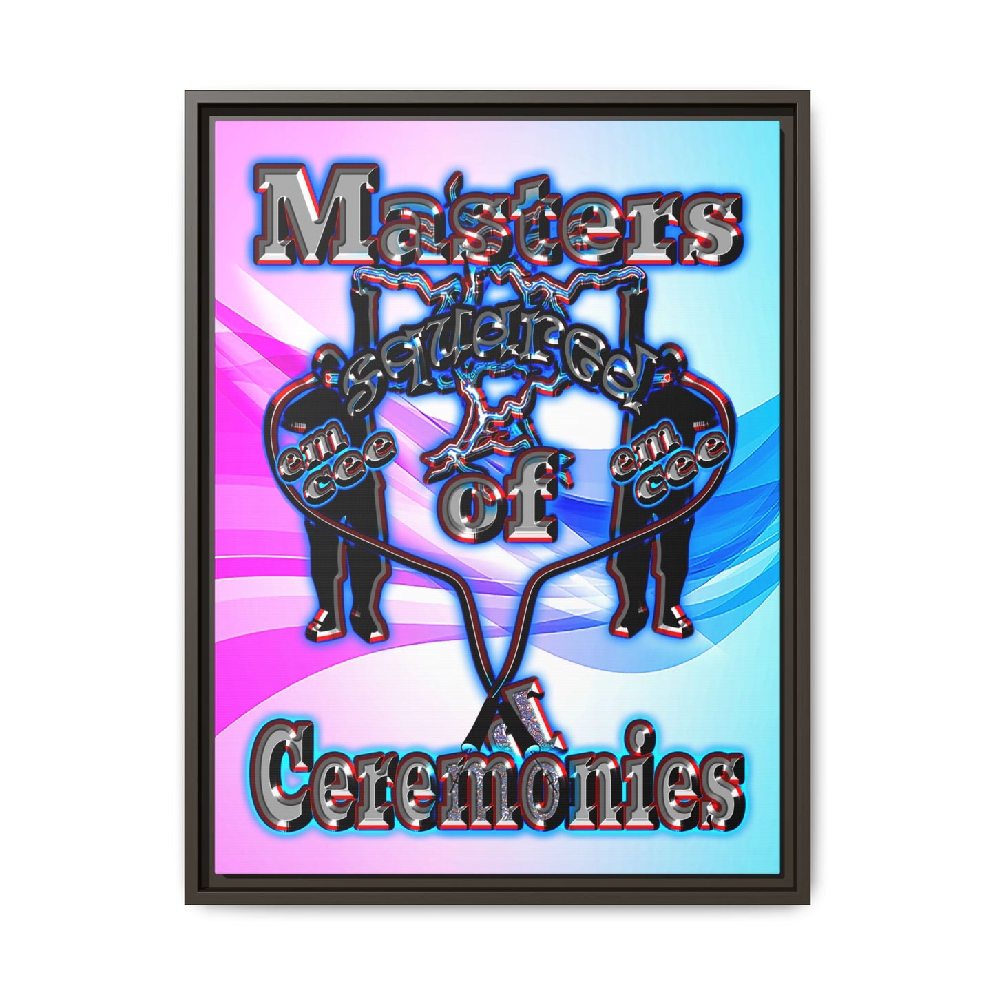 em cee squared - framed canvas art (light blue-pink wave)