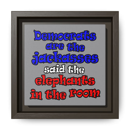 donkeys and elephants - framed canvas art (grey)