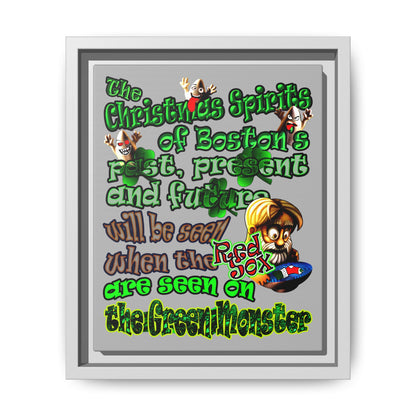 christmas spirits of boston - framed canvas art (light grey)