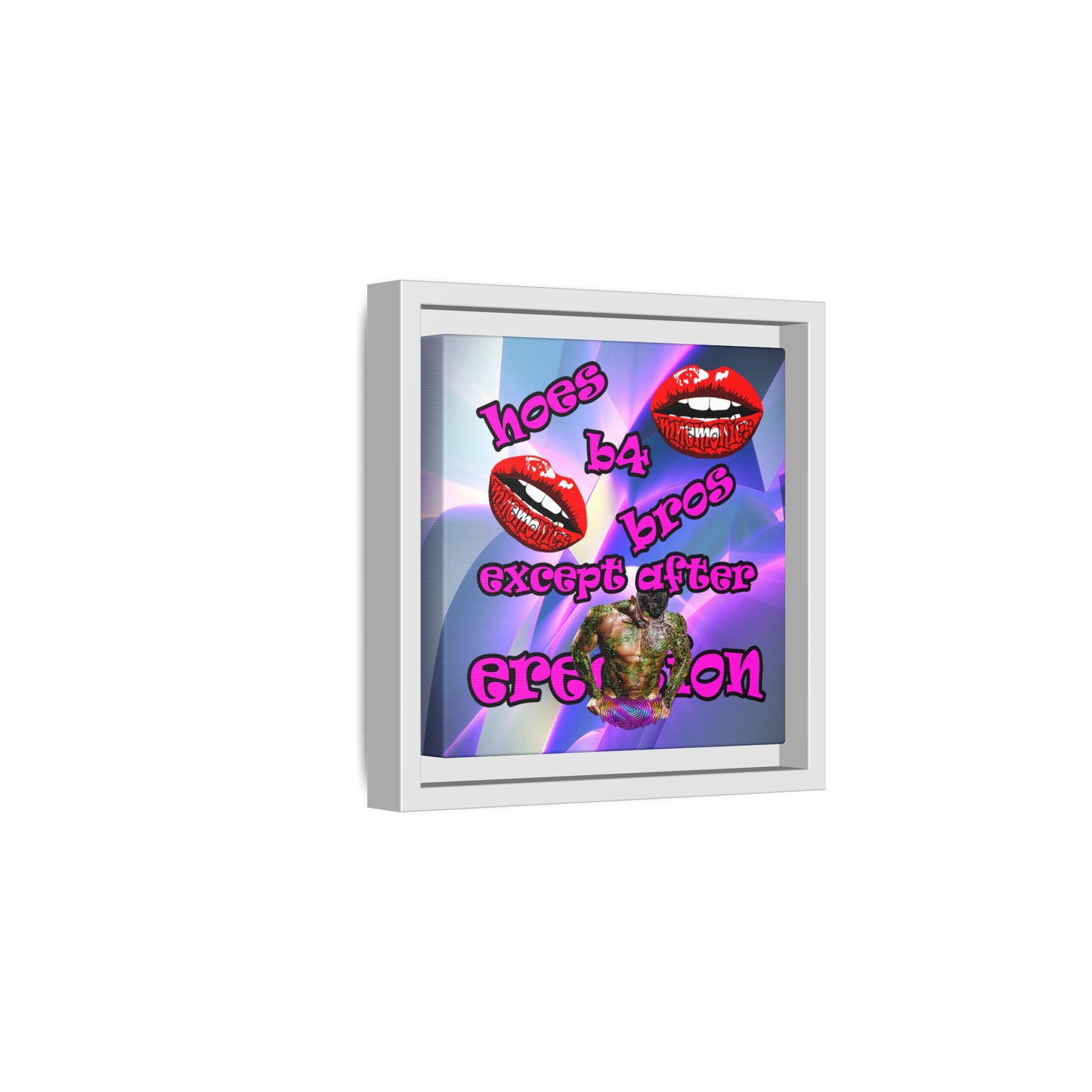 hoes b4 bros - framed canvas art (grey-pink wave)