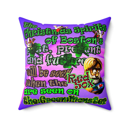 christmas spirits of boston - Spun Polyester Square Pillow - (purple-pink wave)