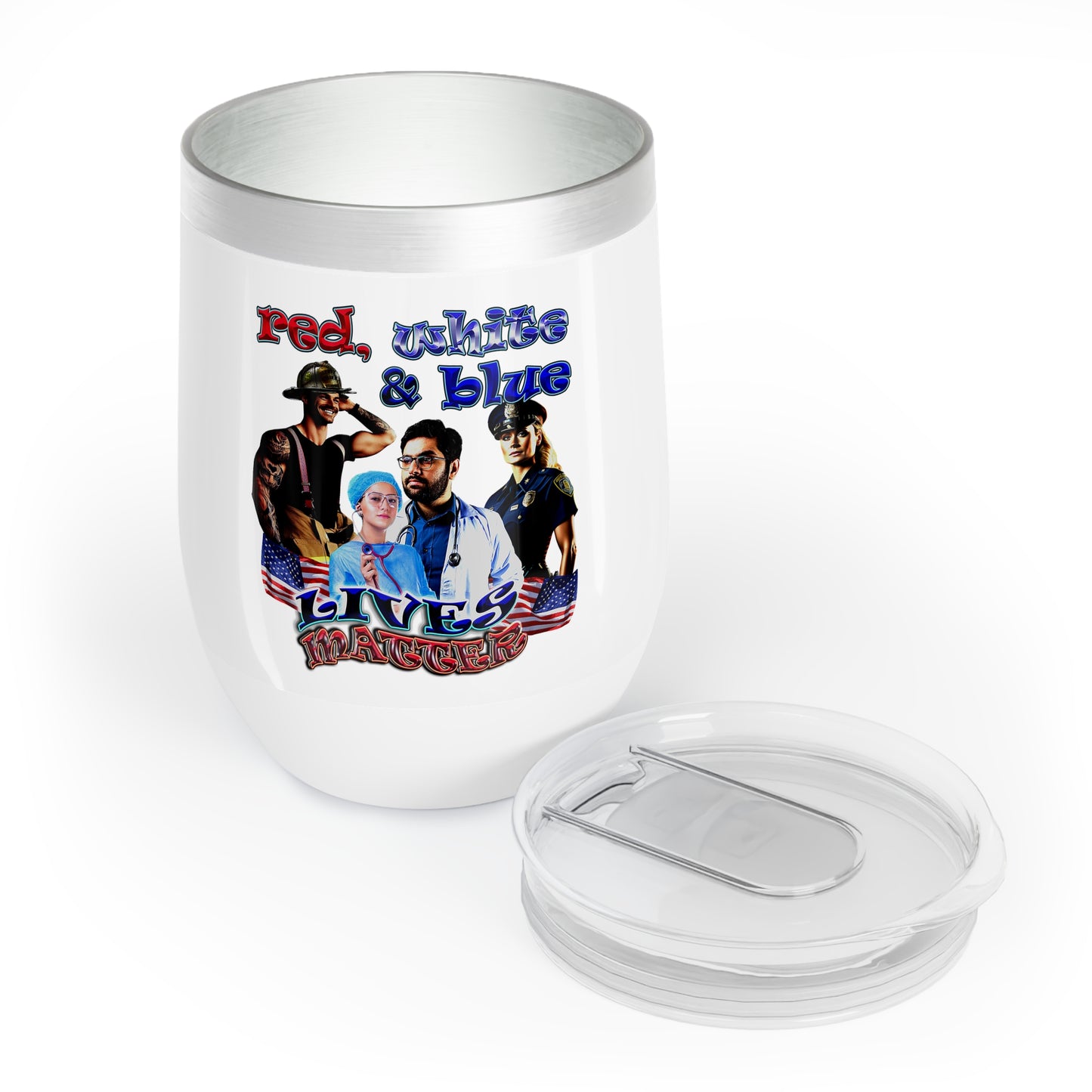 rw&b lives matter - Chill Wine Tumbler (white)