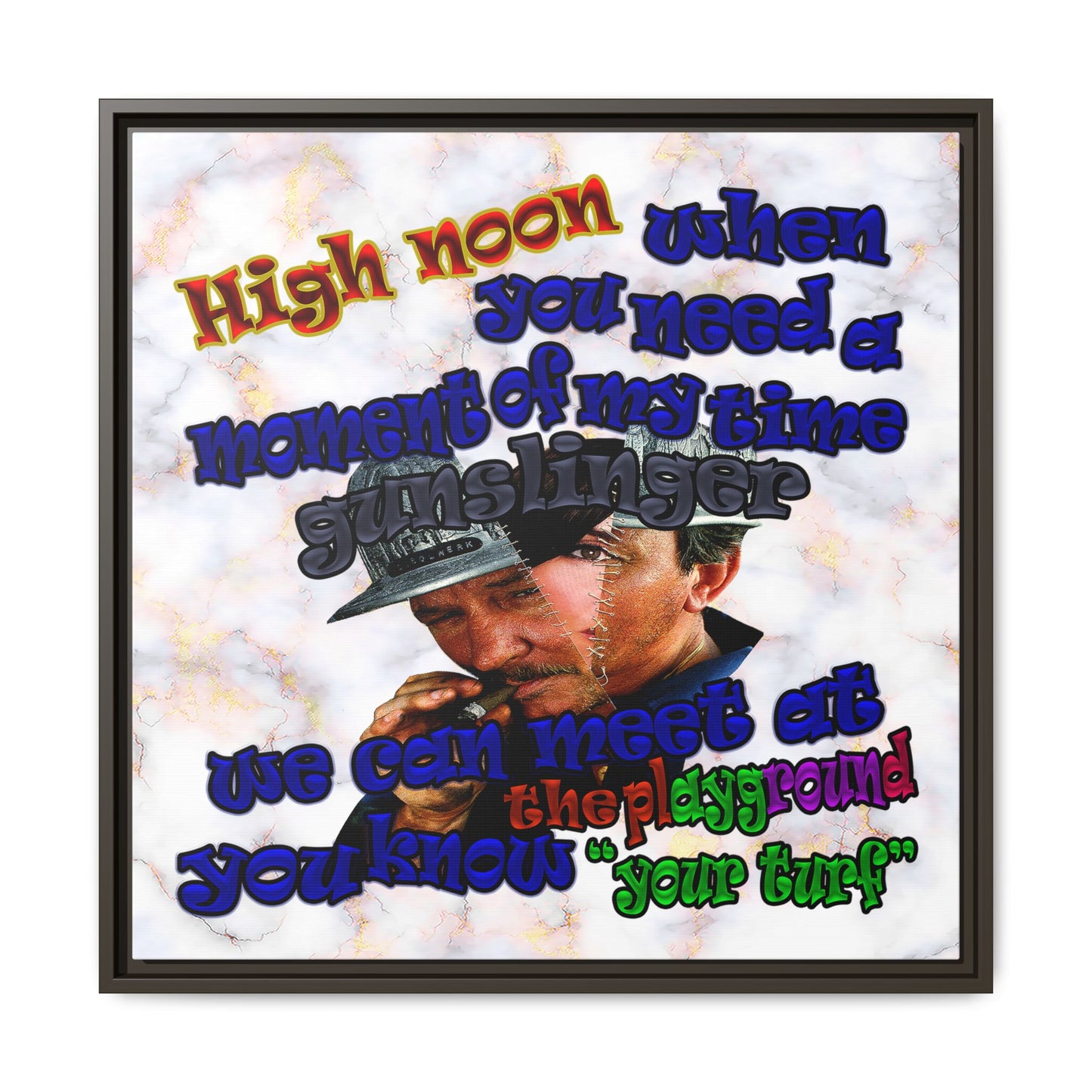 high noon - framed canvas art (white marble)