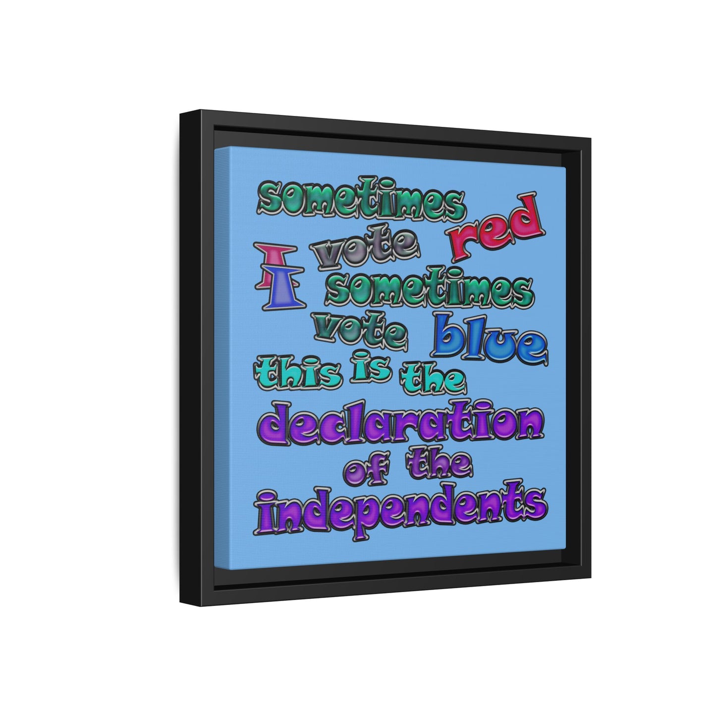 declaration of the independents - framed canvas art (light blue)