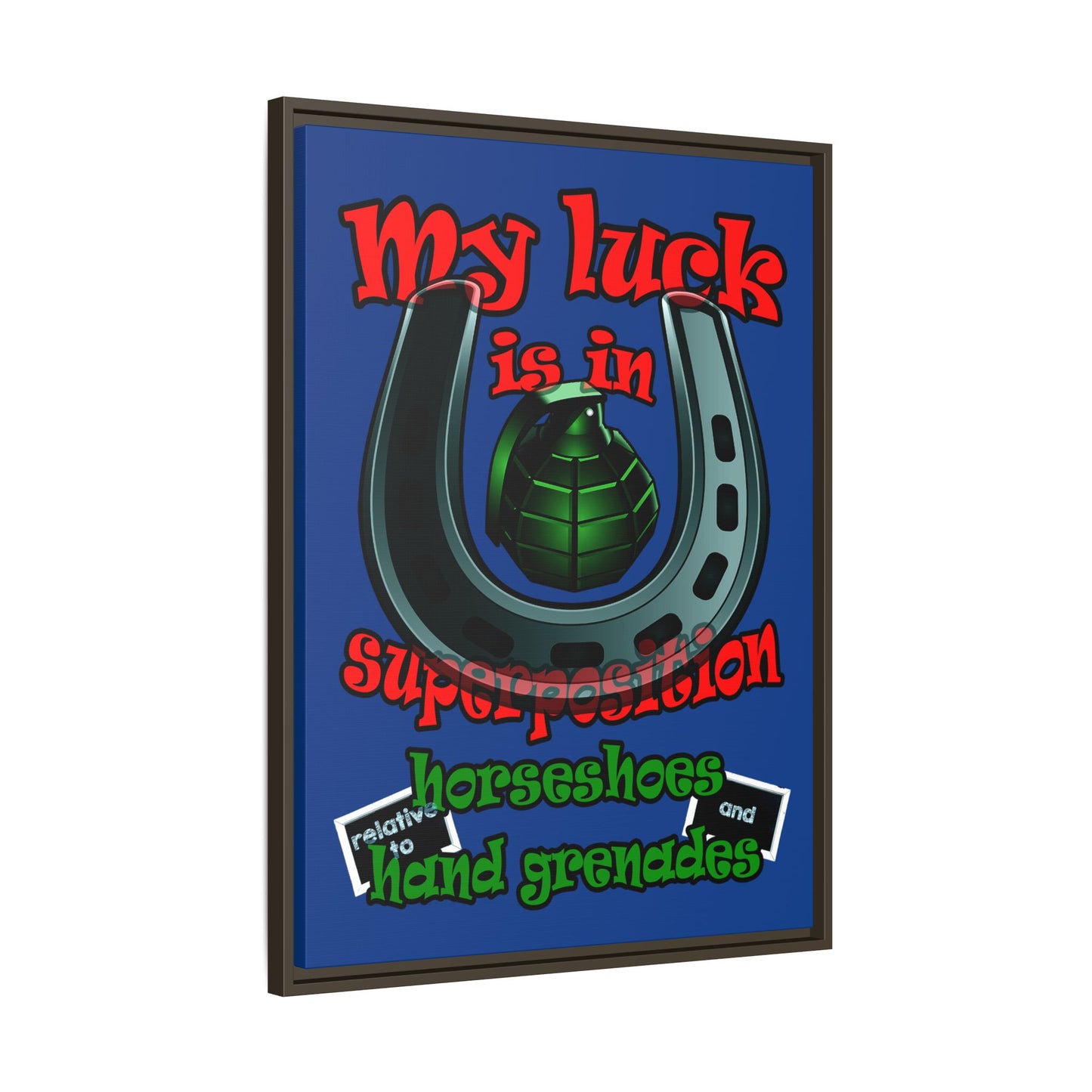 my luck - framed canvas art (dark blue)