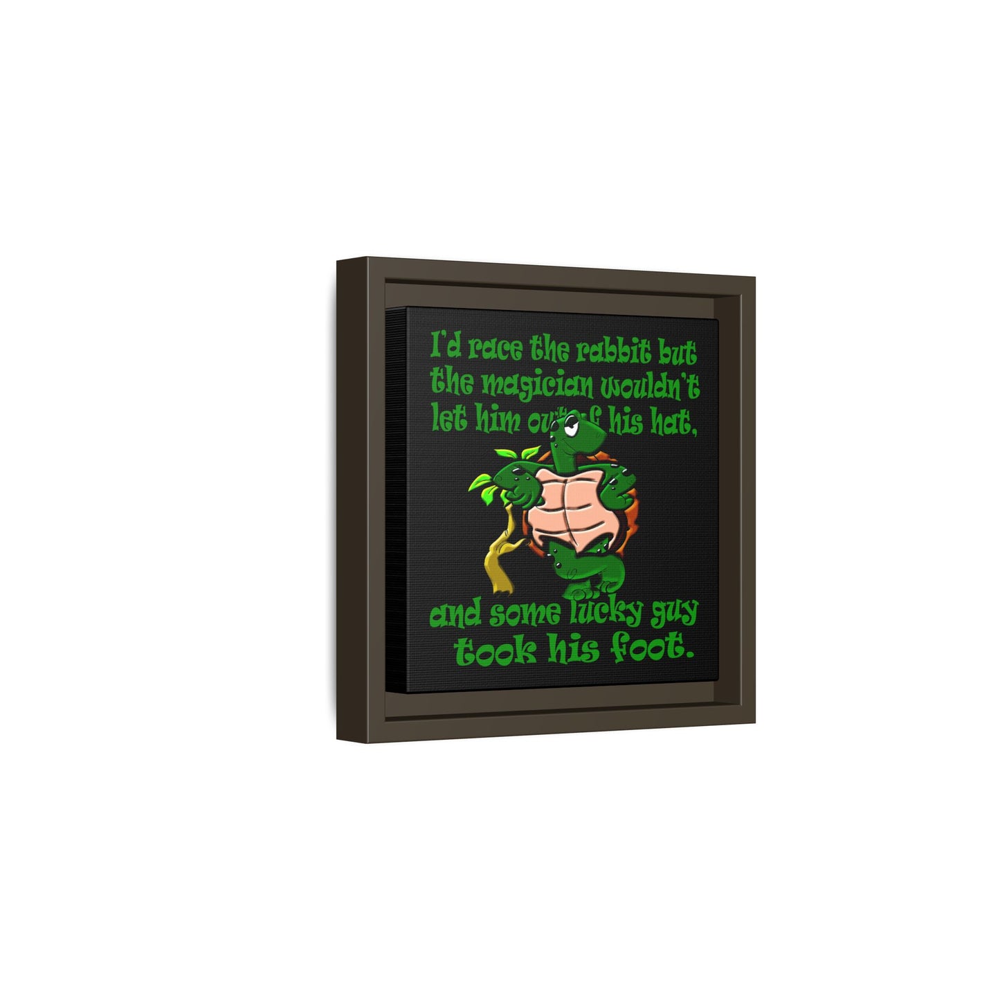 turtle race - framed canvas art (black)