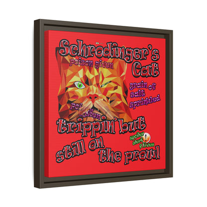 schrodinger's cat - framed canvas art (red)