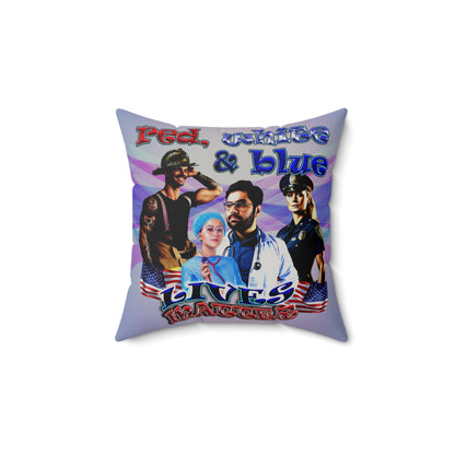 rw&b lives matter - Faux Suede Square Pillow - (light blue-pink wave)