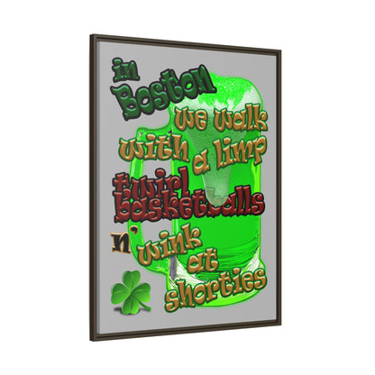 celtics logo - framed canvas art (light grey)