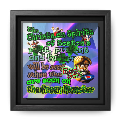 christmas spirits of boston - framed canvas art (grey-pink wave)