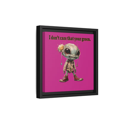 I don't care that your green - framed canvas art (pink)