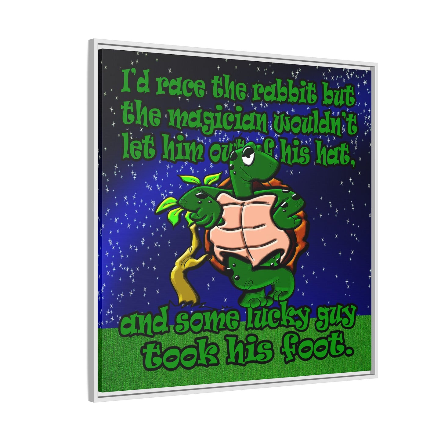 turtle race - framed canvas art ('snoops' background)
