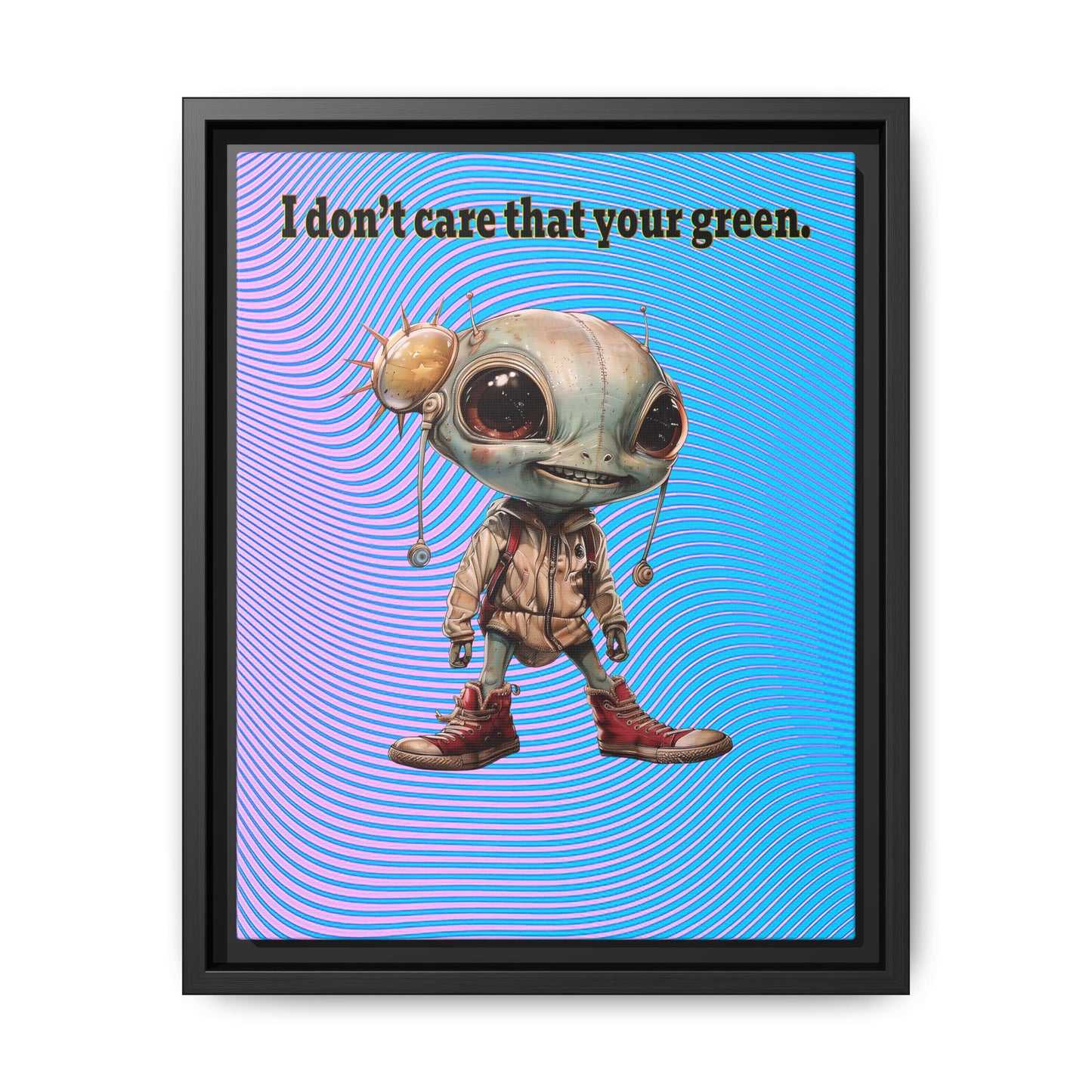 I don't care that your green - framed canvas art (light blue-purple wave)