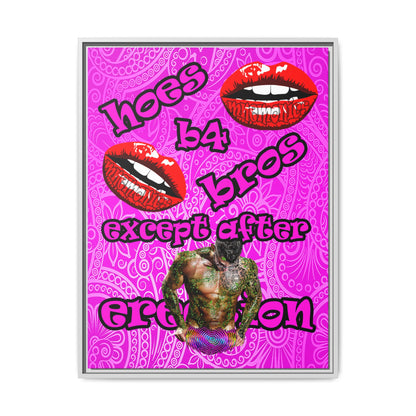 hoes b4 bros - framed canvas art (pink swirl)