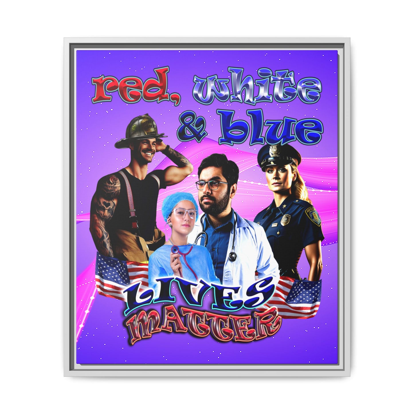 rw&b lives matter - framed canvas art (purple-pink wave)