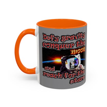 defy conquer reach - Accent Mug (grey)