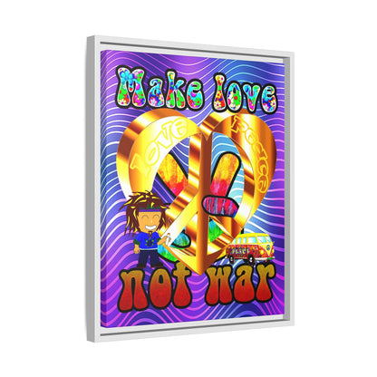 love peace - framed canvas art (purple wave)