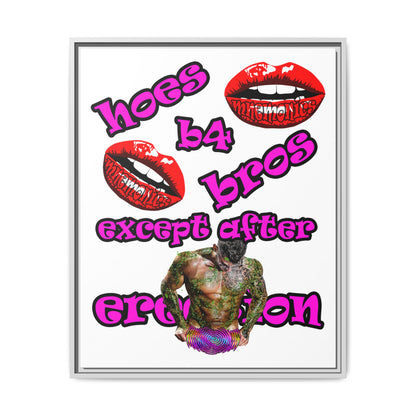 hoes b4 bros - framed canvas art (white)