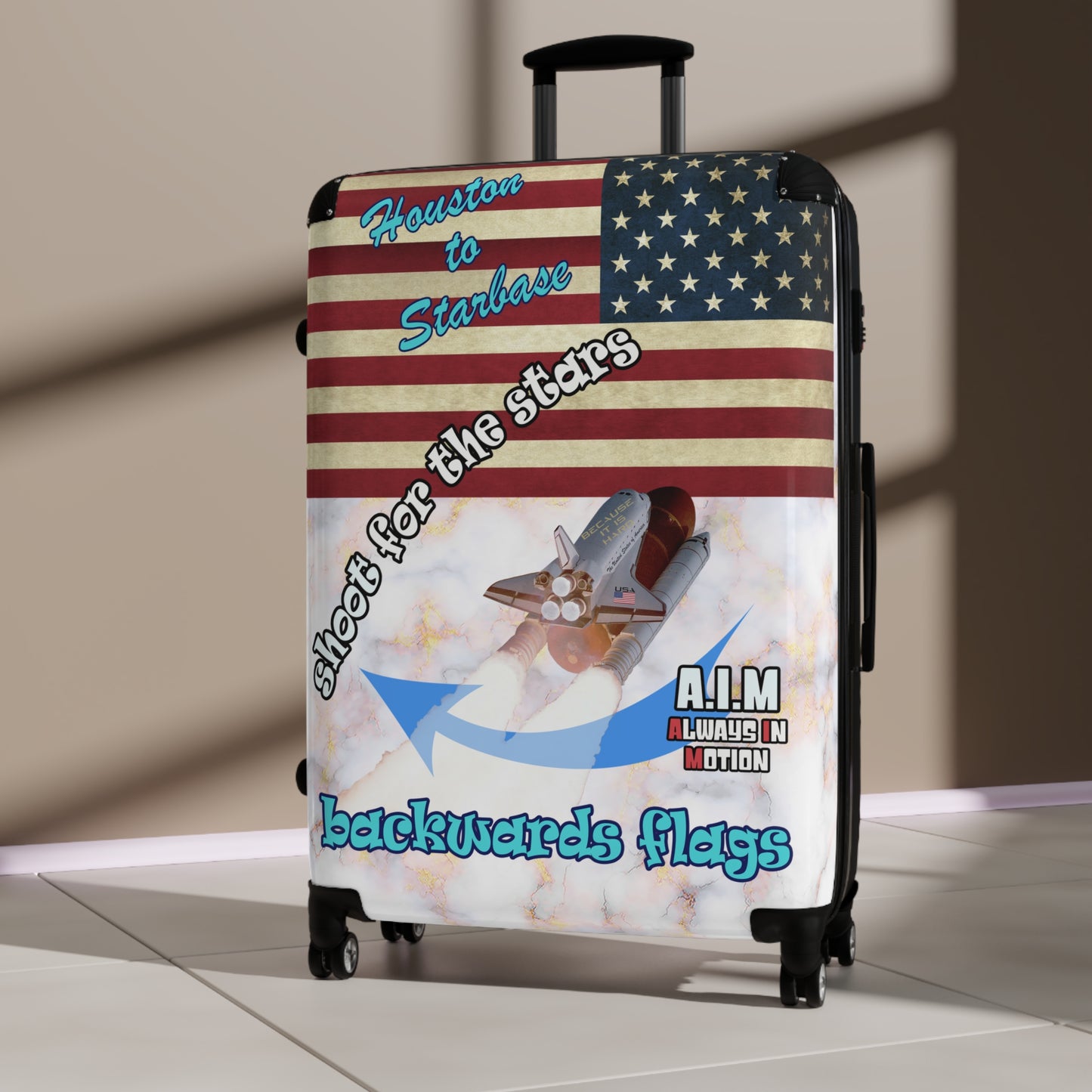 shoot for the stars - Suitcase (white marble)