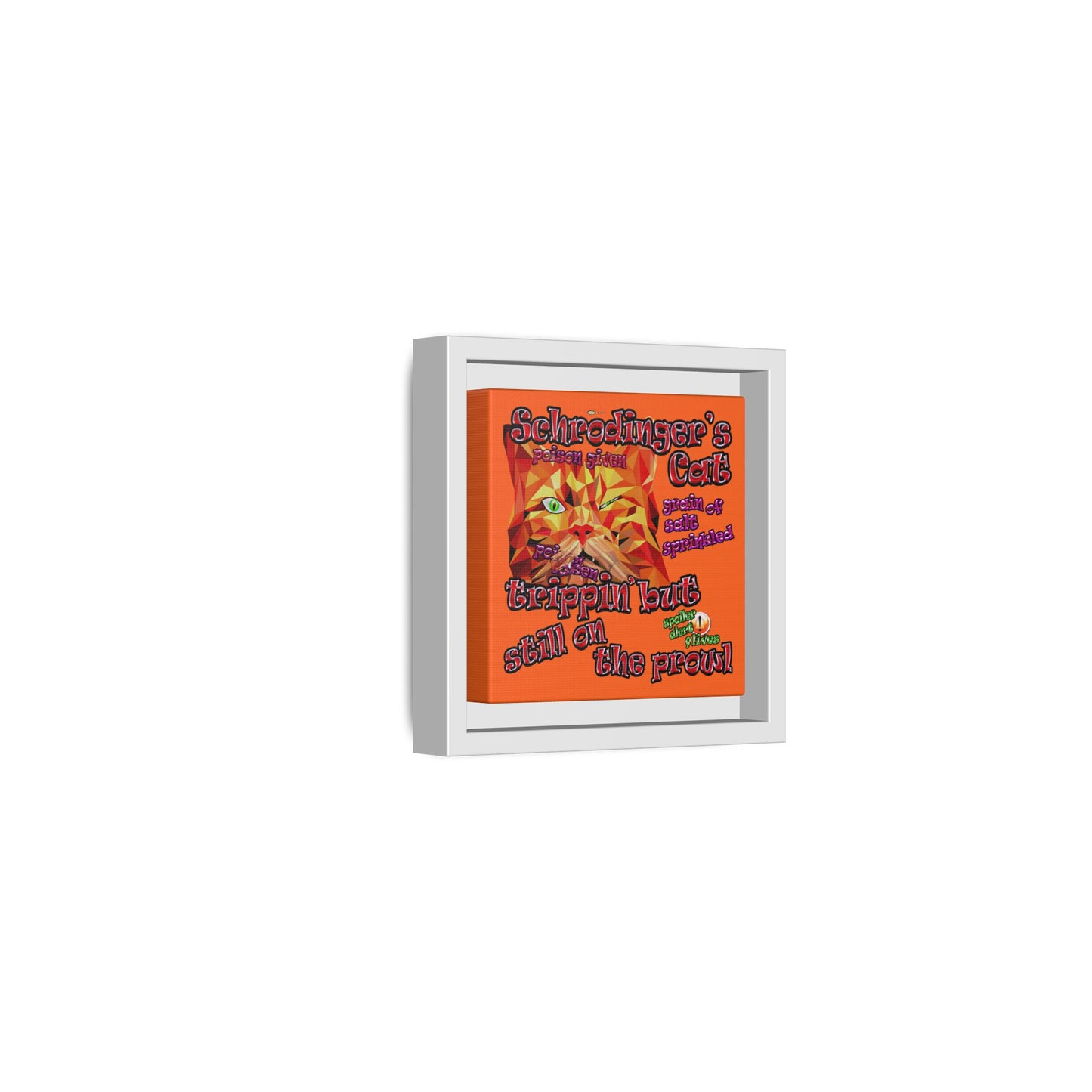 schrodinger's cat - framed canvas art (orange)