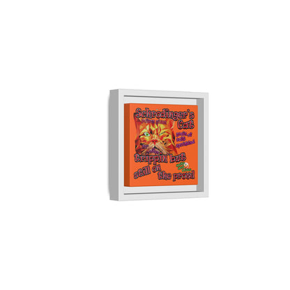 schrodinger's cat - framed canvas art (orange)