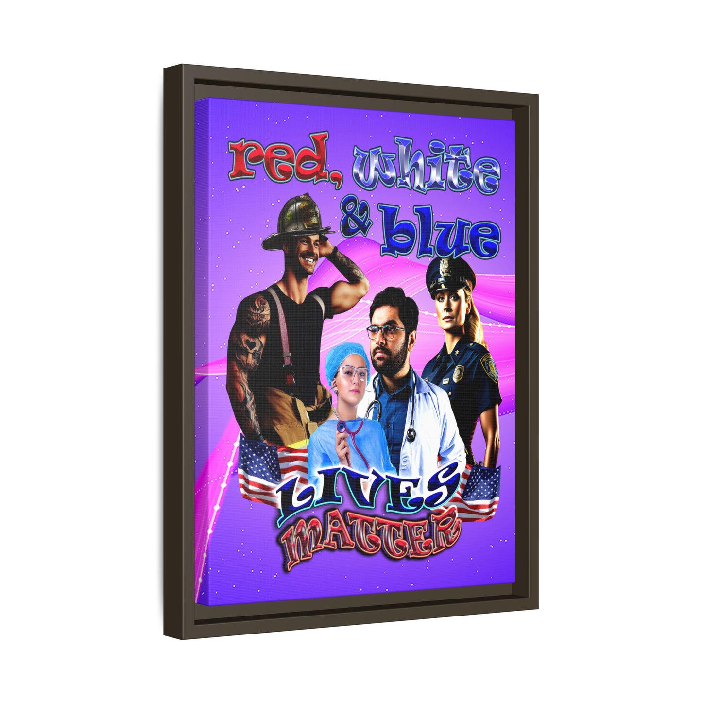 rw&b lives matter - framed canvas art (purple-pink wave)