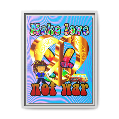 love peace - framed canvas art (light blue-purple wave)